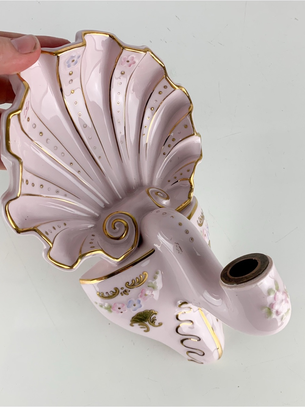 Vintage Pink Candle Wall Sconce Art Pottery Ceramic European Cottagecore French